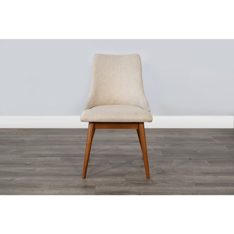 Sunny Designs Mid-Century Modern Upholstered Dining Chair, Wooden Legs (Set of 2) image number 1