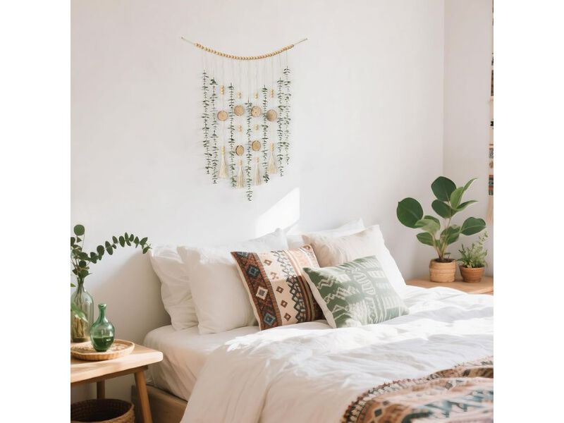 Hanging Eucalyptus Wall Decor Wooden Bead Garland Boho Art for Home Room image number 1