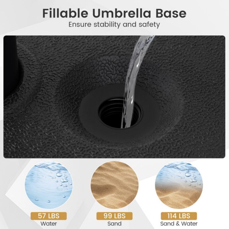 Fillable Umbrella Base 90 LBS Heavy Duty Sand Filled Round Market Umbrella Stand image number 4