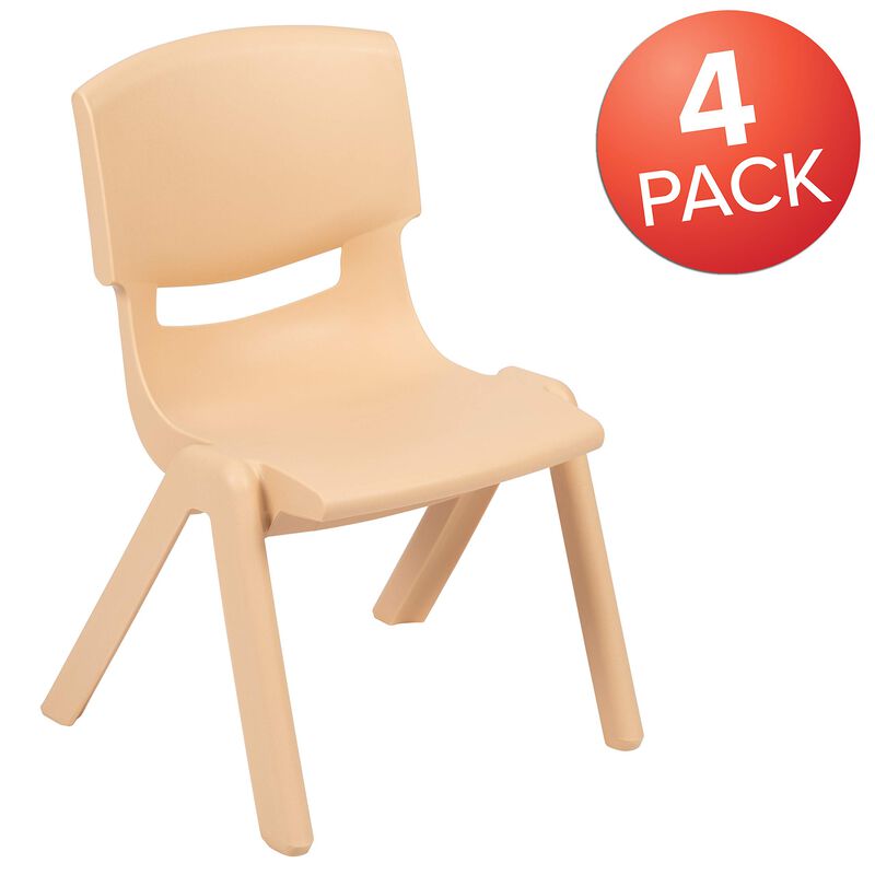 Flash Furniture Whitney 4 Pack Natural Plastic Stackable School Chair with 10.5" Seat Height