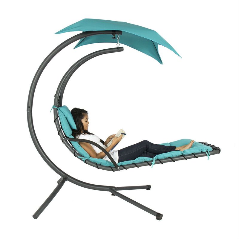 Hivvago Teal Single Person Sturdy Modern Chaise Lounger Hammock Chair Porch Swing