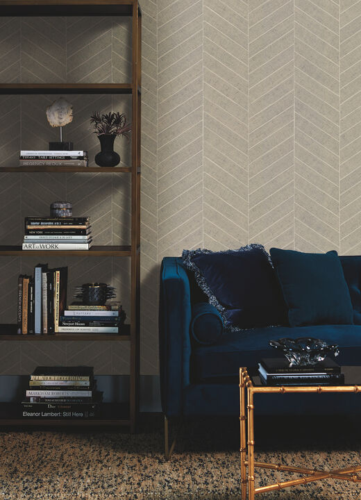Atelier Herringbone Off White Wallpaper