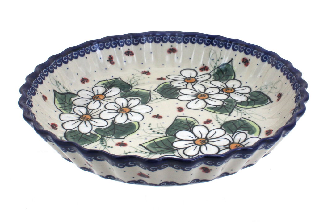 Blue Rose Polish Pottery Sunflower Maze Pie Plate