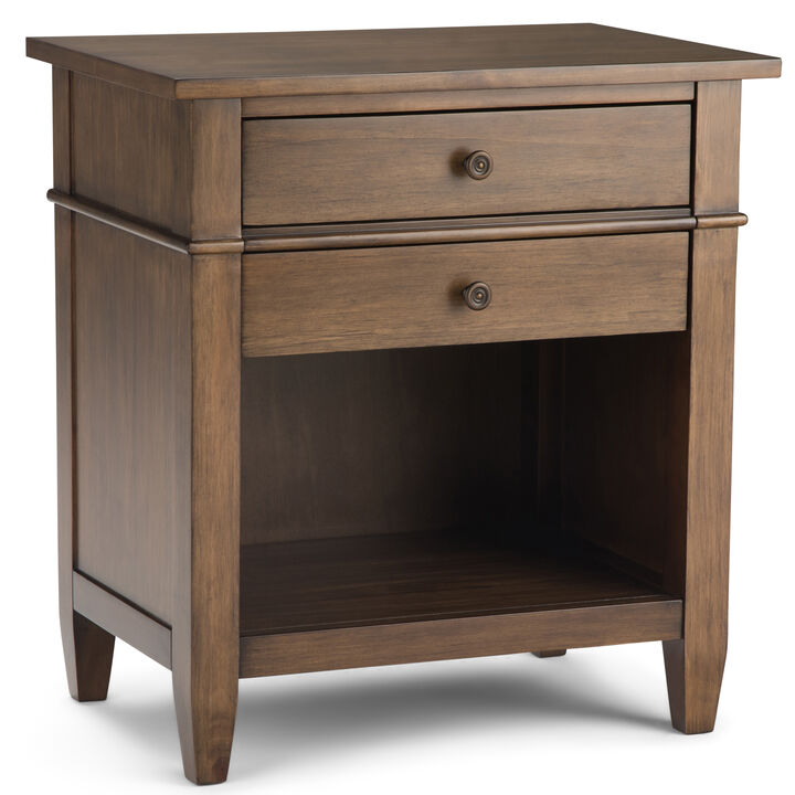 Carlton SOLID WOOD 24 inch Wide Transitional Bedside Nightstand Table in Rustic Natural Aged Brown