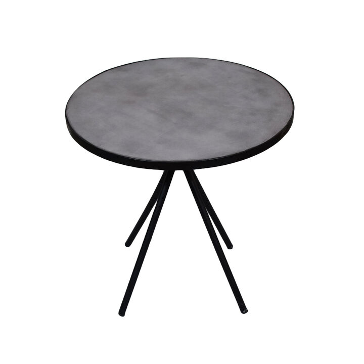 Handmade Iron & Leather Round tray  Black Brown Color Side Table