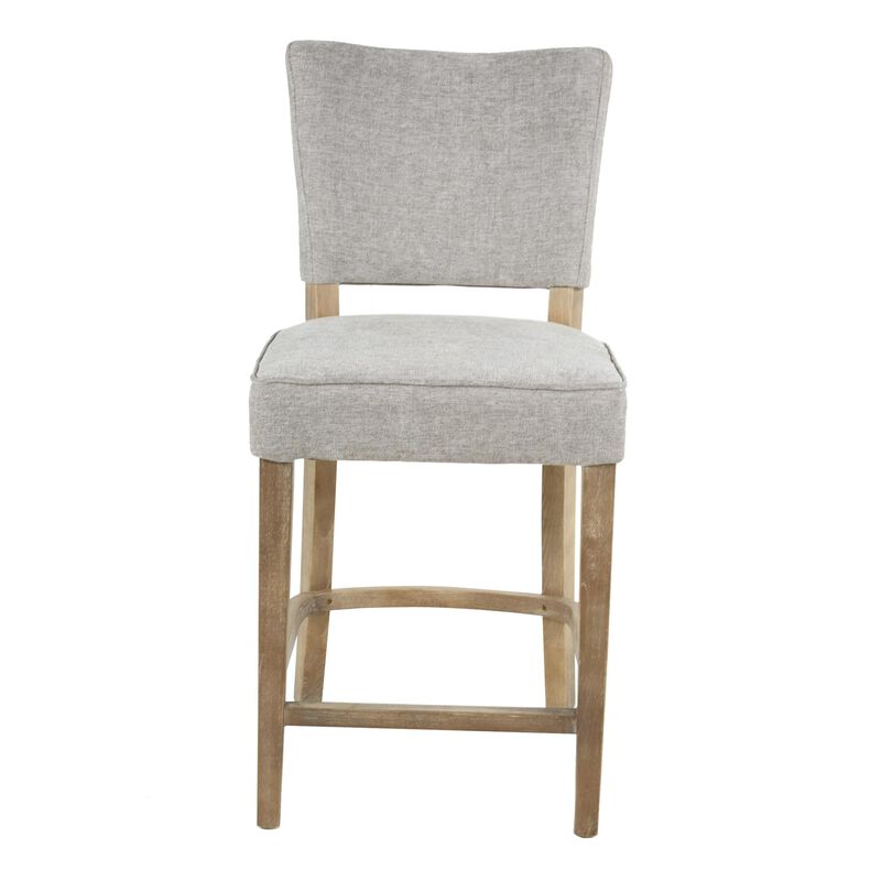 Rea Counter Stool Chair, Plush Light Gray Fabric, Oak Gray Solid Wood