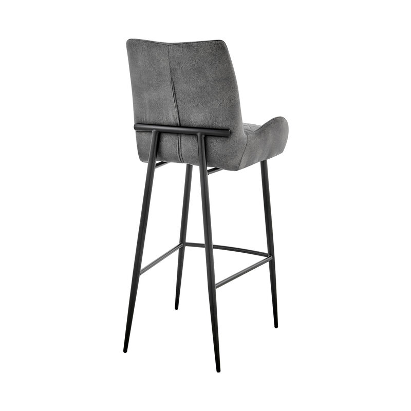 Panama Bar Height Bar Stool in Charcoal Fabric and Black Finish