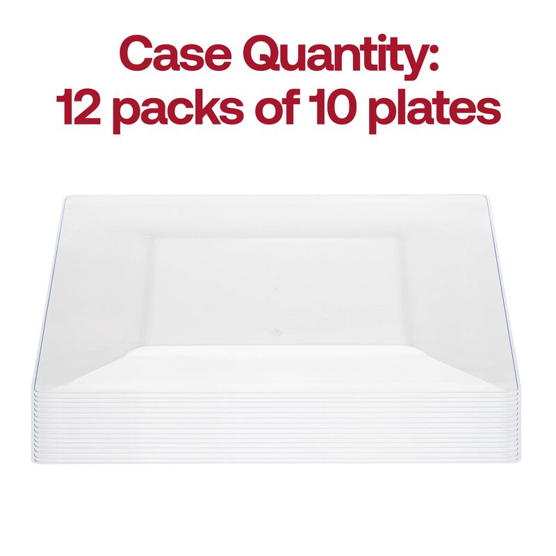 10.75" Clear Square Plastic Dinner Plates (120 Plates) image number 3