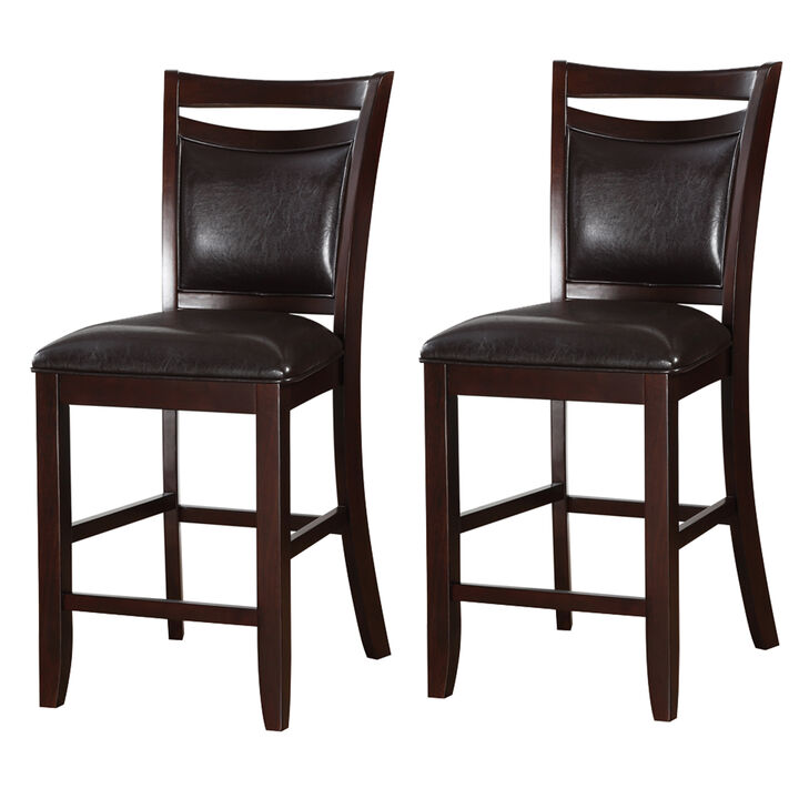 Classic Wooden Armless High Chair, Brown & Black, Set of 2 - Benzara