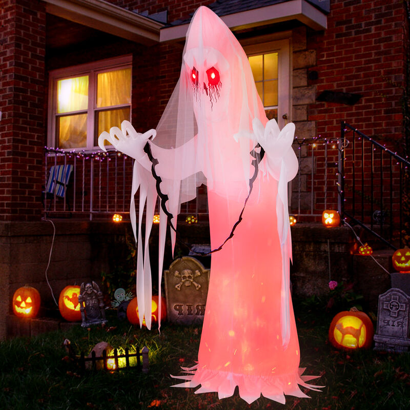 8 Feet Halloween Inflatable Haunting Ghost Bride with Flame LED Light