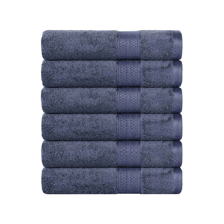 Heavyweight 6 Piece Hand Towel Set with Plush Rayon Blend Fabric