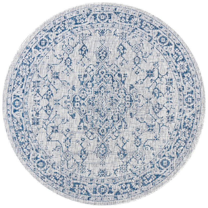 Rozetta Boho Medallion Textured Weave Round Indoor/Outdoor Area Rug