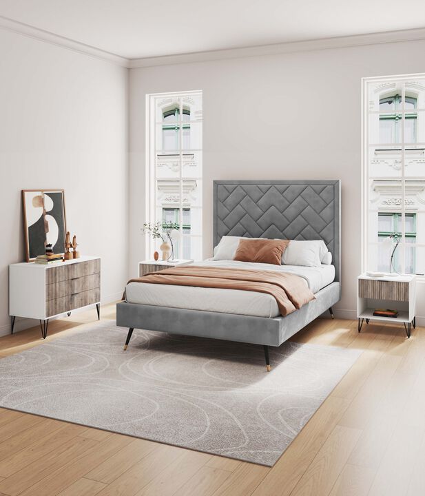Dumbo Dresser and Nightstand Set in White and Gray