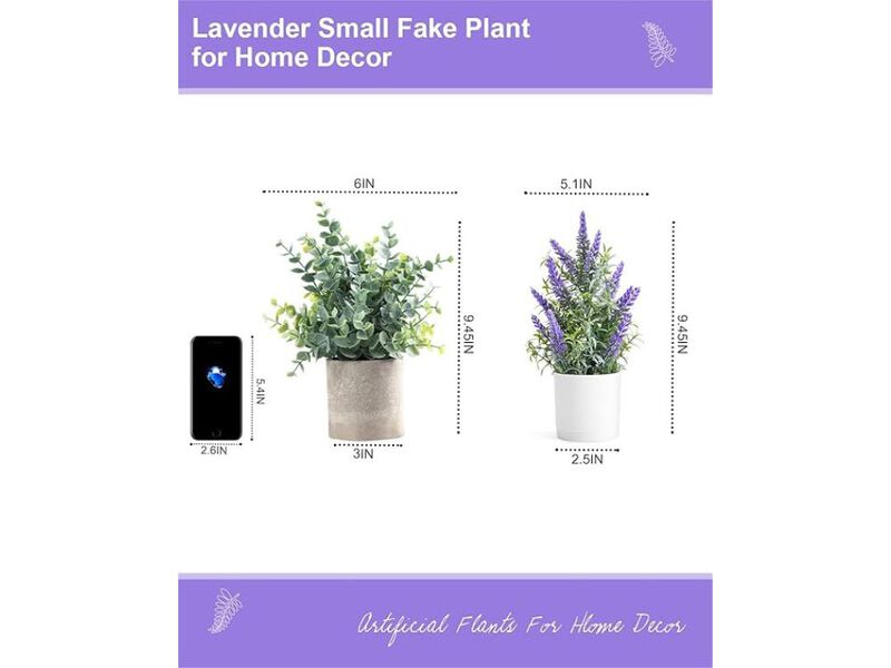 4 Piece Lavender Artificial Flowers Home Decor Small Plant image number 2