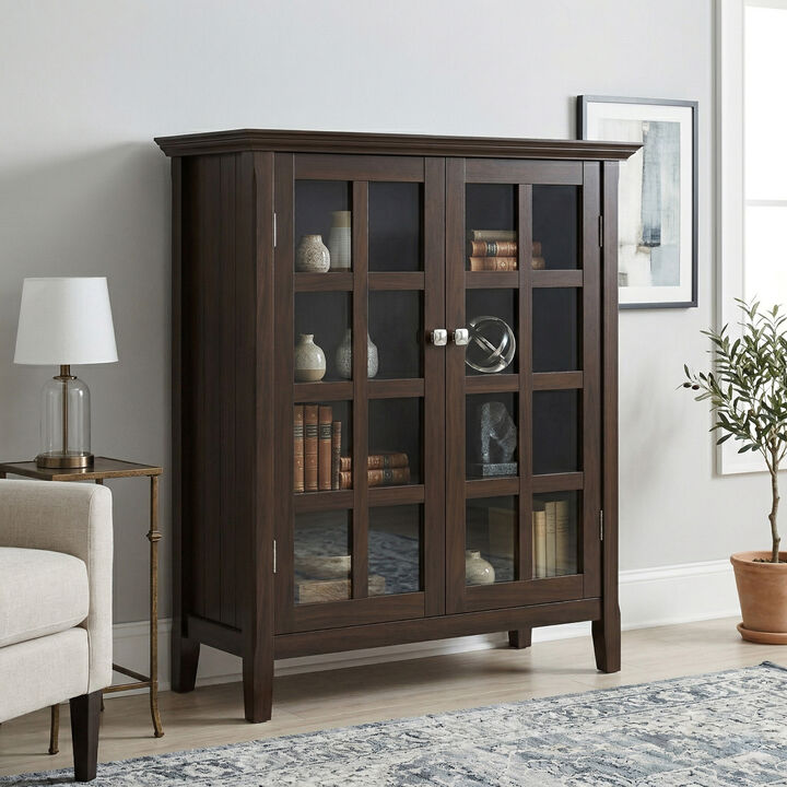 Acadian 39 inch Wide Solid Wood Transitional Storage Cabinet in Brunette Brown