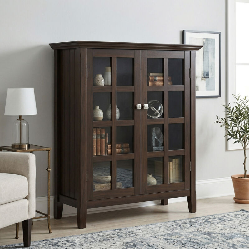 Acadian 39 inch Wide Solid Wood Transitional Storage Cabinet in Brunette Brown image number 1