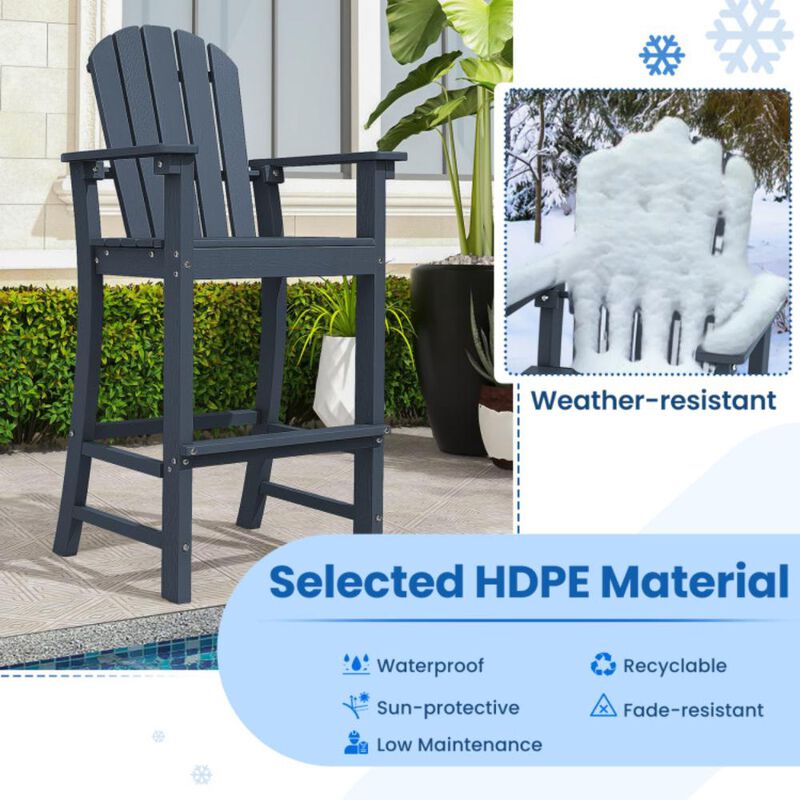 Hivvago Set of 2 Counter Height Outdoor HDPE Bar Stool with Armrests and Footrest