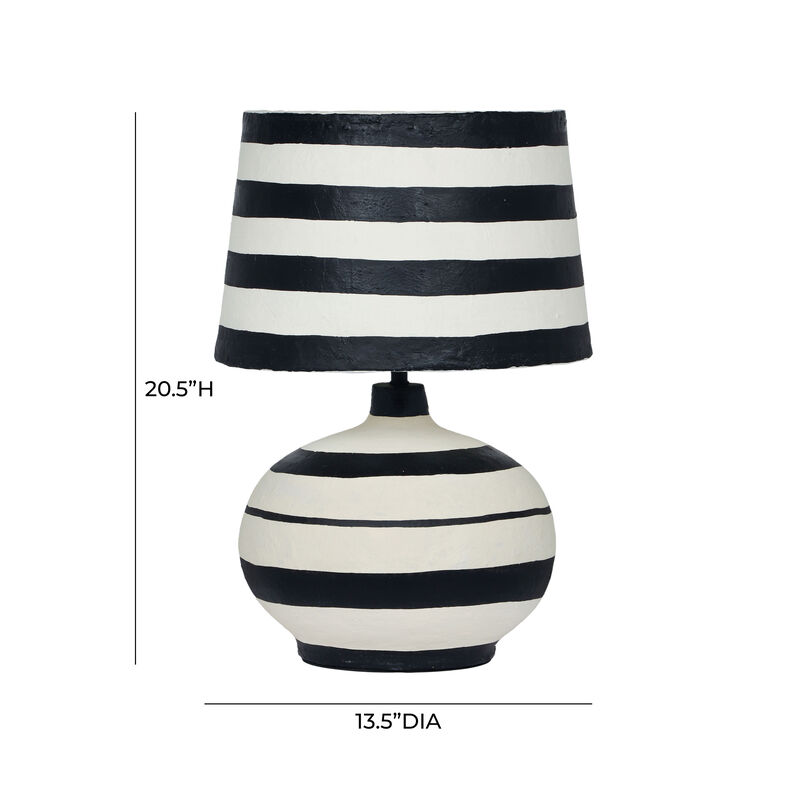 Positano Blue Striped Papier Mache Table Lamp image number 4