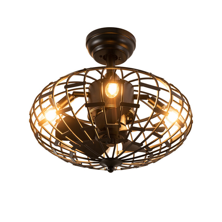 Flush Mount Enclosed Ceiling Fan with Light and Remote