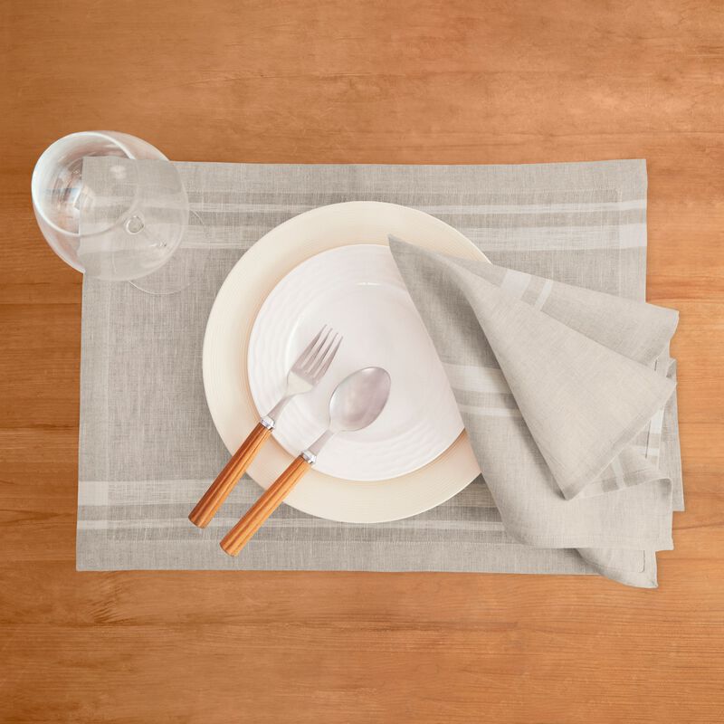 Christmas Linen Dinner Napkins 20 x 20 in Set of 4 - French Stripe, Solino Home