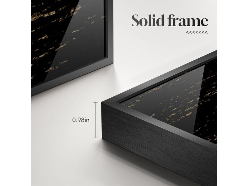 Framed Vertical Moon Wall Art Set 2 Black White Gold Night Sea 2 Pc Decor image number 2