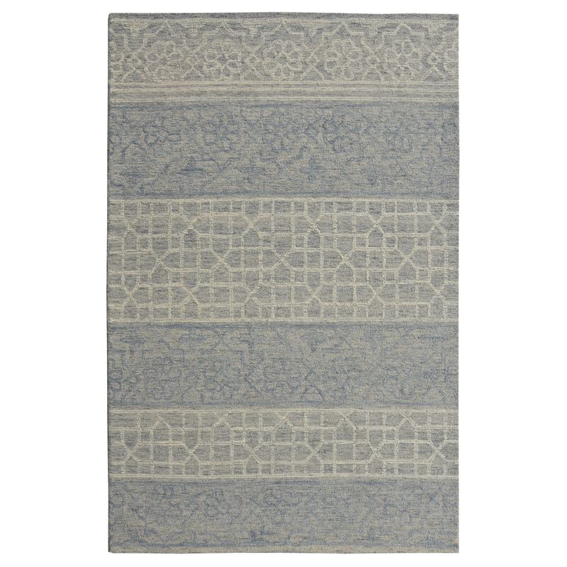 Hudson 2467 Blue/Grey Mosaic Area Rug, Size - 6'6 x 9'6