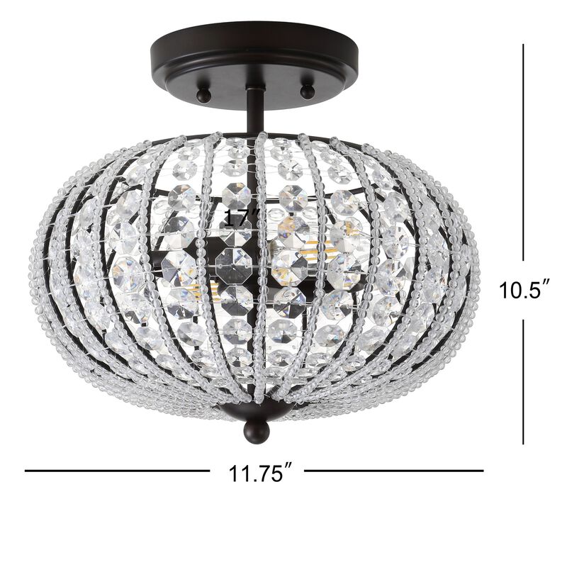 Catalina 11.7" Metal /Acrylic LED Semi-Flush Mount, Oil Rubbed Bronze/Crystal image number 3