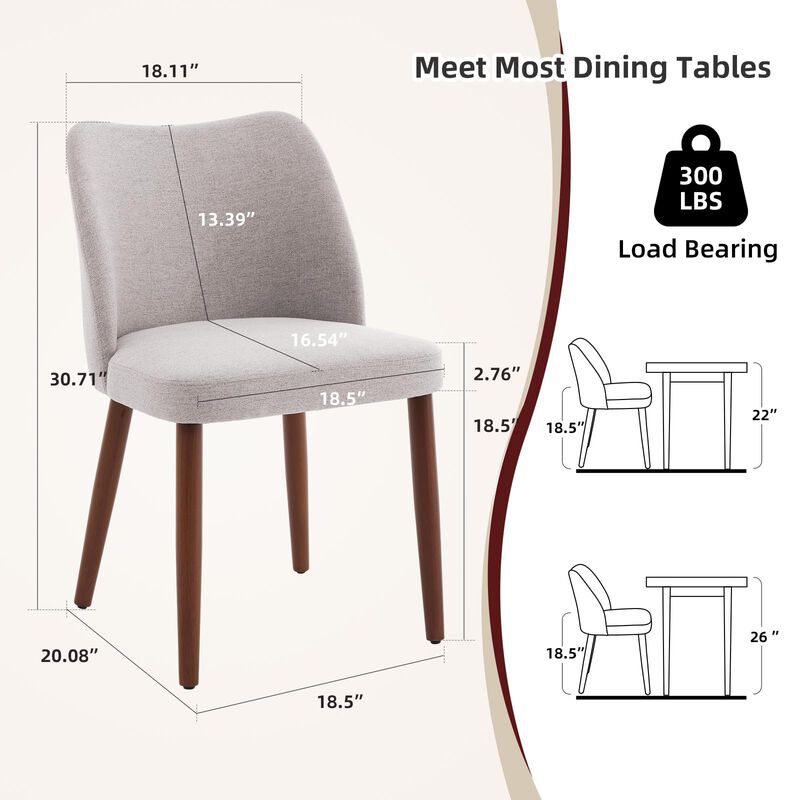 2 Pack Modern Wingback Dining Chairs, Linen Fabric Thick Cushion High Back Chairs with Rubberwood Legs for Home Dining Use image number 4