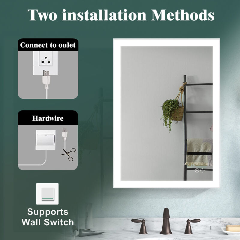 20x28 Inch LED Bathroom Mirror, Bathroom Vanity Mirror with Lights, Backlit and Front Lighted Mirror for Bathroom, Anti-Fog Dimmable Makeup Lighted Mirror with Touch Button, Horizontal/Vertical