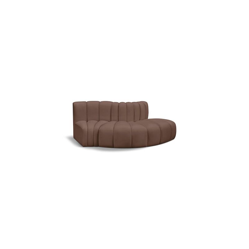 Meridian Furniture Arc Brown Vegan Leather Modular Sofa