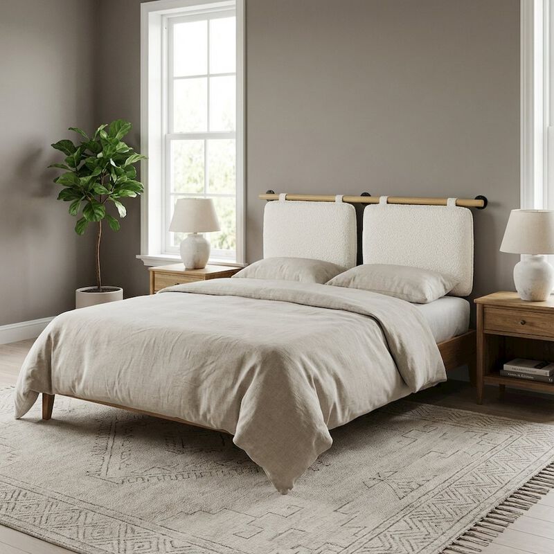 Chenille Upholstered Queen Headboard Wall-Mounted, Soft Texture, Durable Design image number 3