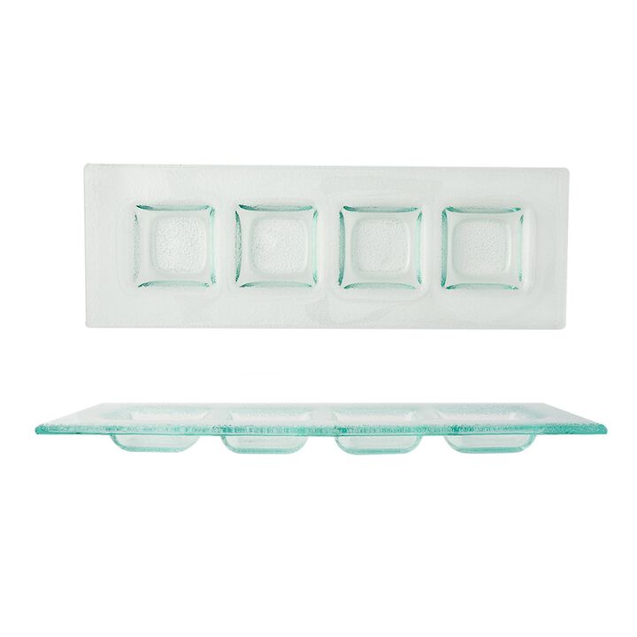 Glass Dinnerware 11.75" x 4" Rectangular Clear Glass Sectional Plate (Set of 2)