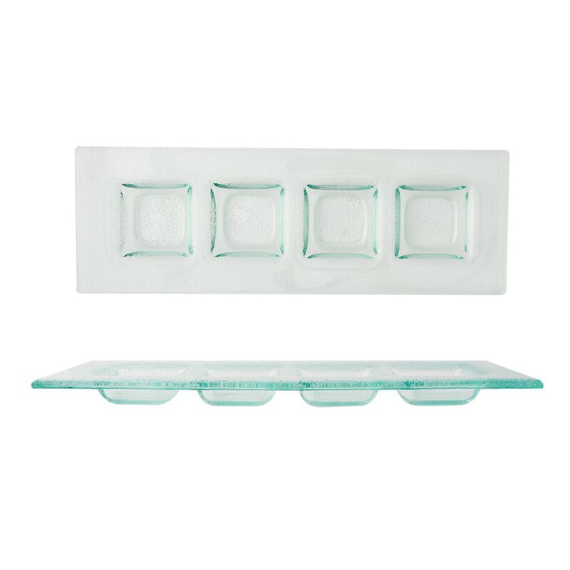 Glass Dinnerware 11.75" x 4" Rectangular Clear Glass Sectional Plate (Set of 2)