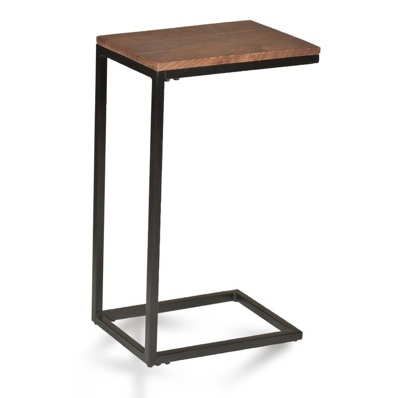 Carolina Living Aggie C-Form Accent Table - Chestnut Top - Black Base