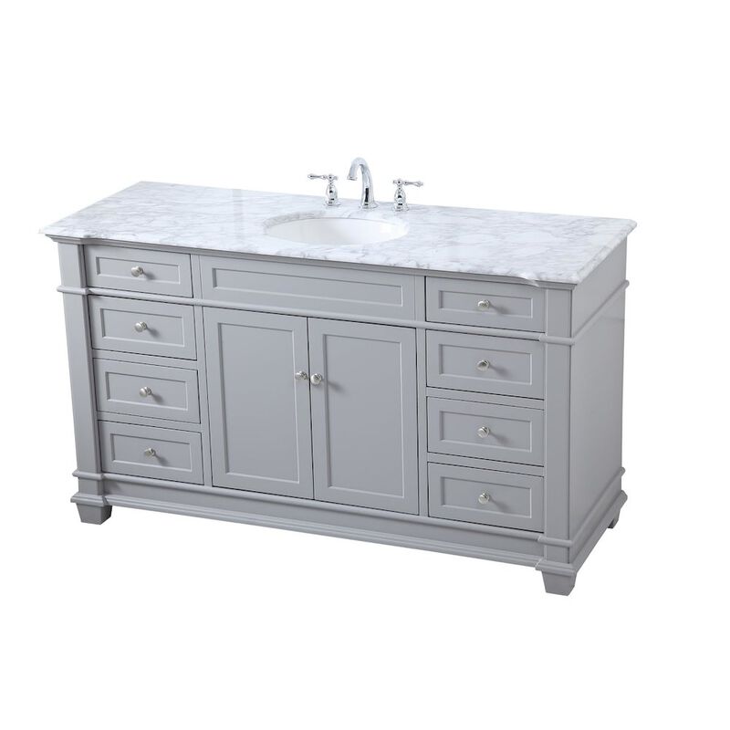 Elegant Kitchen and Bath 60 inch Single Bathroom Vanity set in Grey