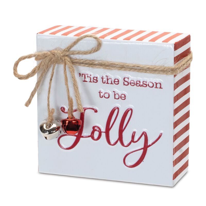 Metal Christmas Sentiment Sign with Bell Accents – Set of 2 Holiday Wall or Door Decorations with Festive Sayings