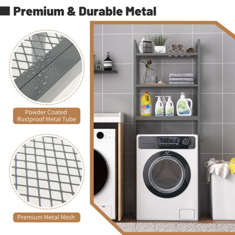 Hivvago Over-The-Toilet Storage Shelf Space Saving Metal Bathroom Organizer Hooks