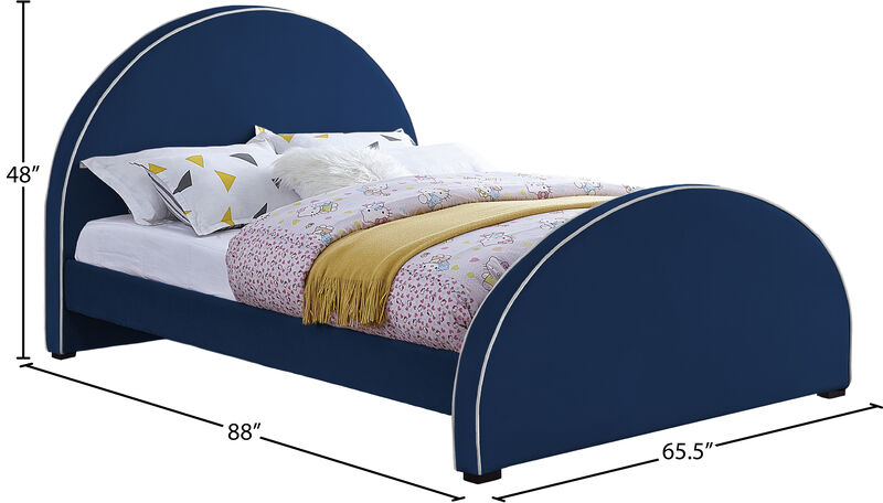 Meridian Furniture Brody Navy Velvet Queen Bed