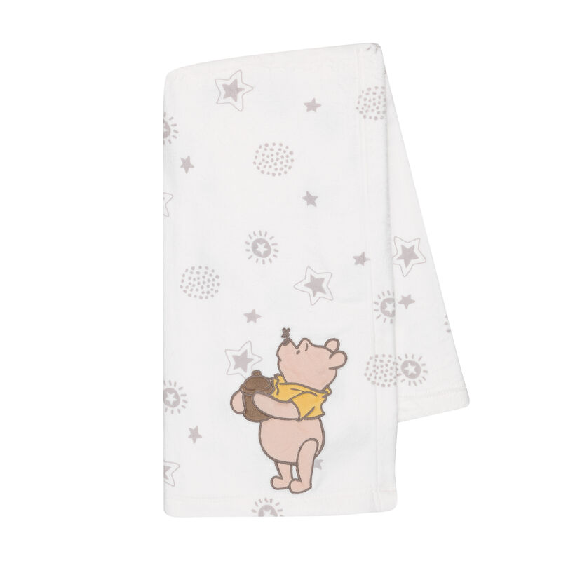 Lambs & Ivy Disney Baby WINNIE THE POOH Cream Fleece Appliqued Baby Blanket