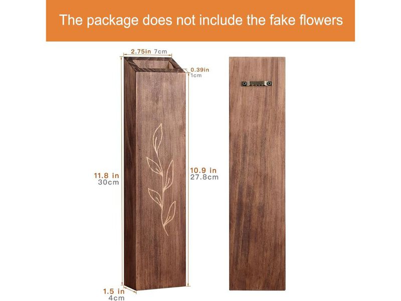 Wood Wall Planter Set of 4 Boho Decor for Living Room Bedroom Home Brown image number 2