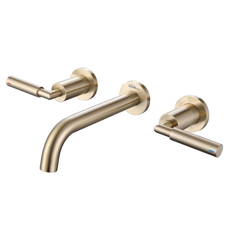 2 Handles Modern Gold Wall Mount Bathroom Faucet for Sink or Tub