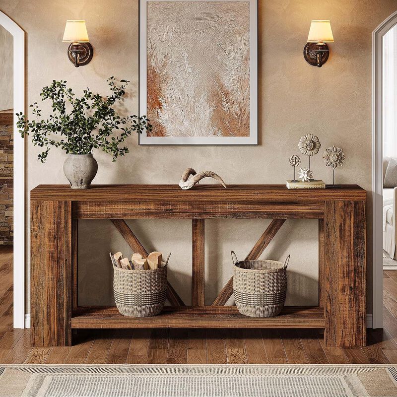 Tribesigns Farmhouse 2-Tier Console Table image number 3
