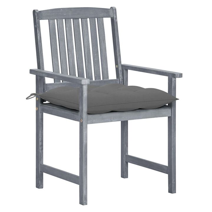 Patio Chair Set of 2 Gray Solid acacia wood Medium Durable