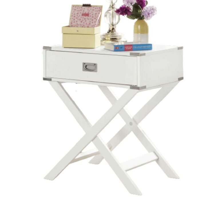 QuikFurn White Modern Bedroom Decor 1-Drawer Bedside Table Nightstand End Table
