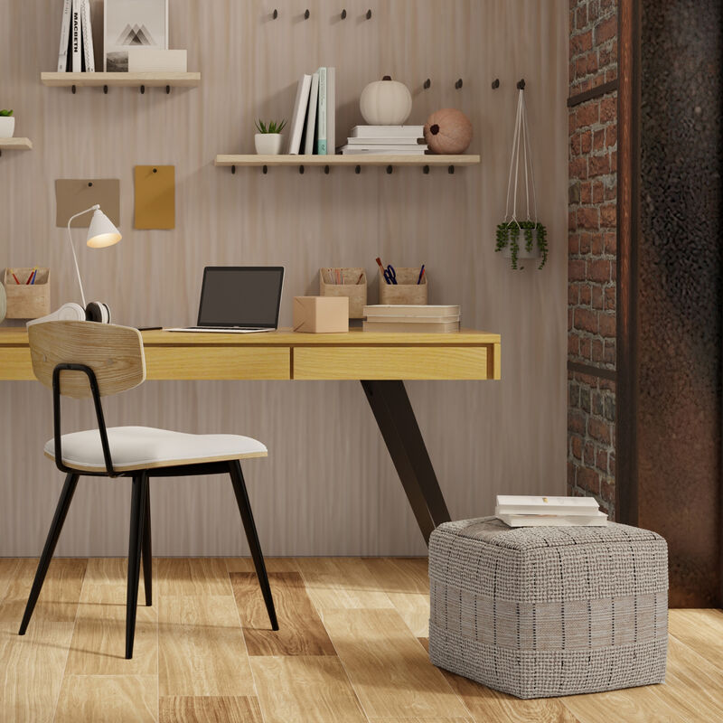 Elmer Square Woven Pouf