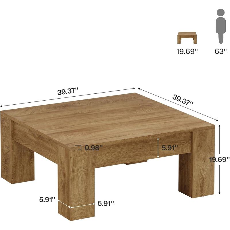 Tribesigns Industrial 2-Tier Wood Coffee Table image number 5