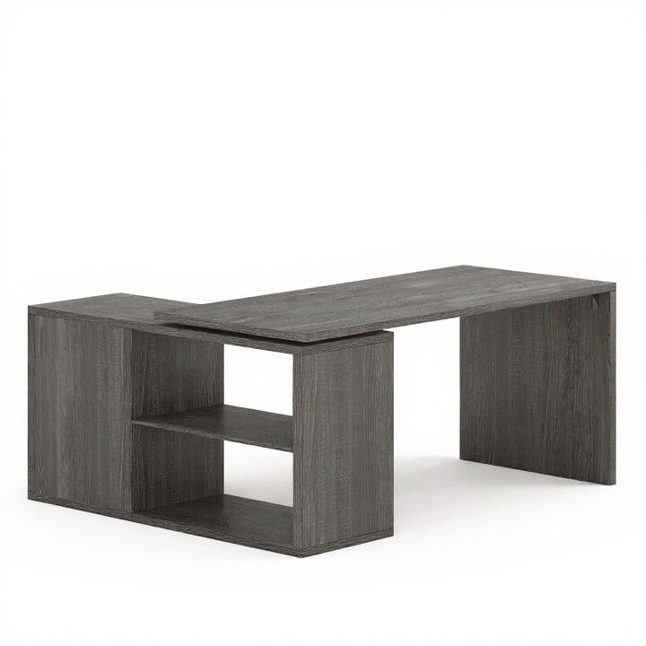 Top True Wood L-Shaped Corner Desk with Open Shelves for Home Office
