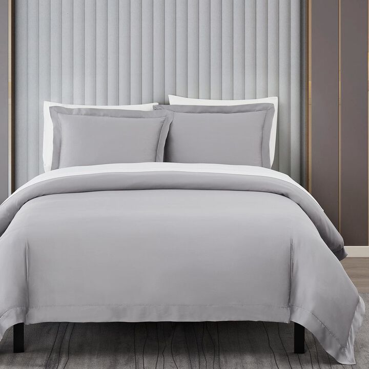 Eucalyptus Gray Queen Duvet Cover Set