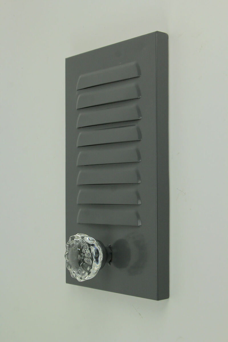 Grey Metal Locker Panel with Acrylic Door Knob Wall Hook Plaques Set of 3 image number 1