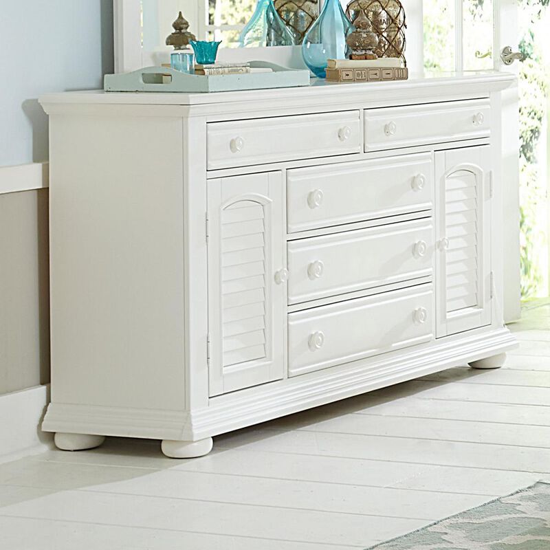 Liberty Furniture Summer House I 2 Door 5 Drawer Dresser in Oyster White image number 6